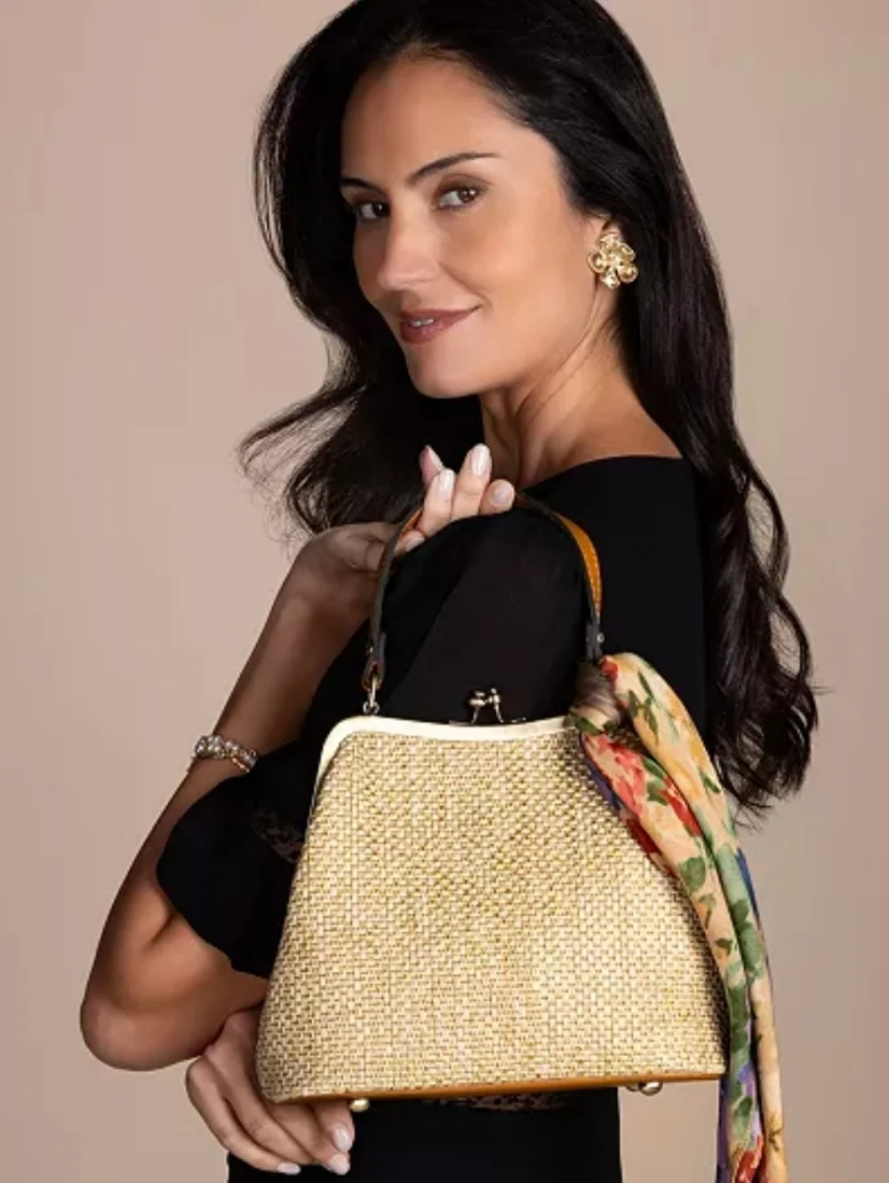 Patricia Nash Laureana Straw Frame Crossbody Bag with Scarf - NWT - Picture 5 of 11